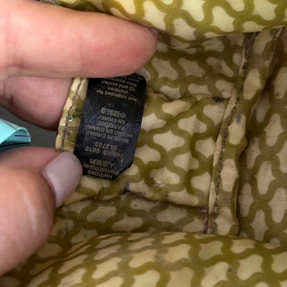 Fossil Key-Per | Retro Floral Coated Canvas Cosmetic Makeup Bag | Teal Green